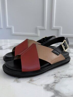 NWT - Marni Pussbett Sandal - Rust/Butter Cream